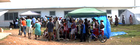line of people waiting at the clinic